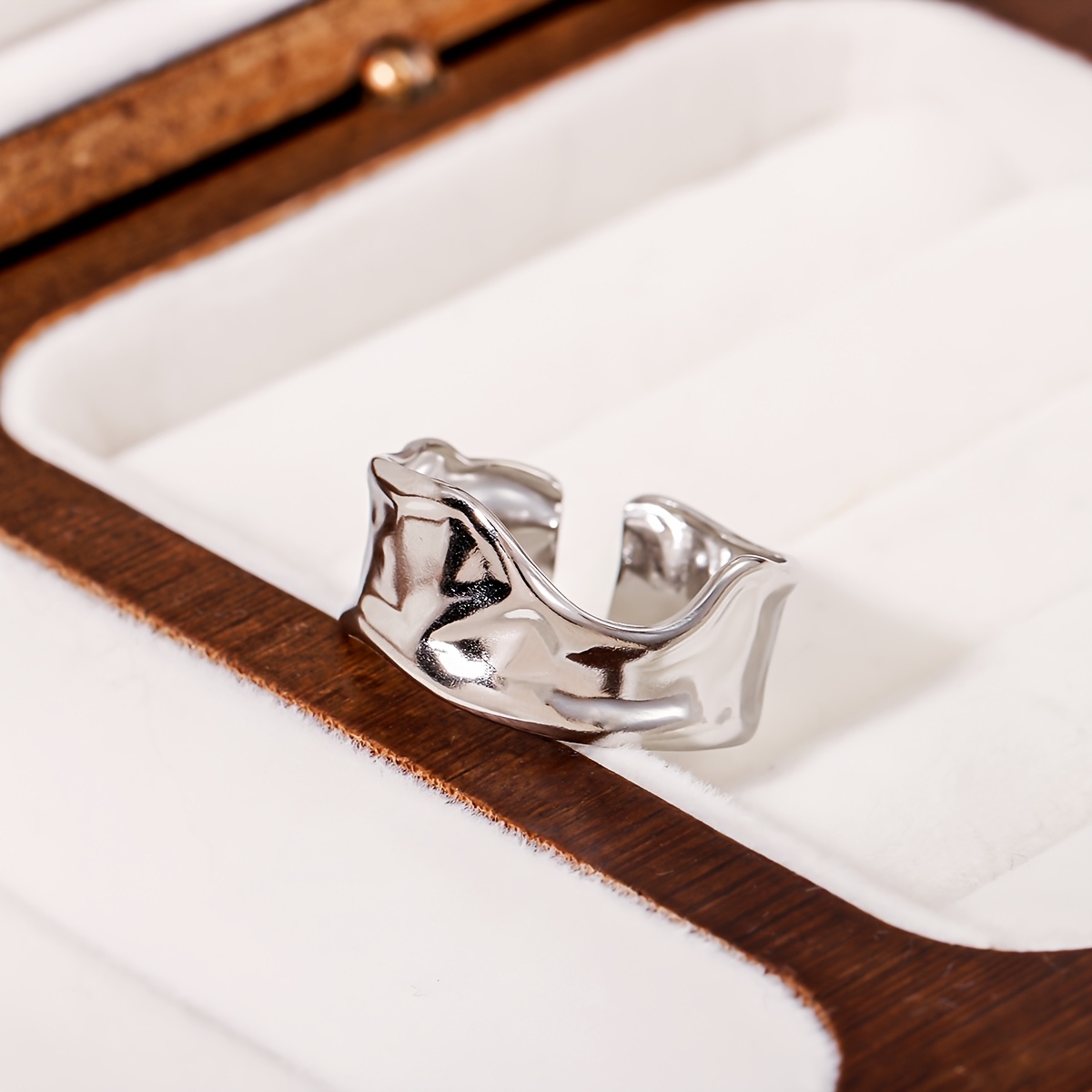 Irregularly Shaped Stainless Steel Open Ring, Unique Design